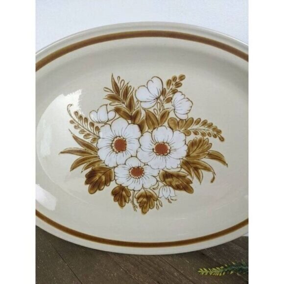 Mountain wood Collection Stoare Dried Flowers Oval serving platter RARE - Picture 5 of 6